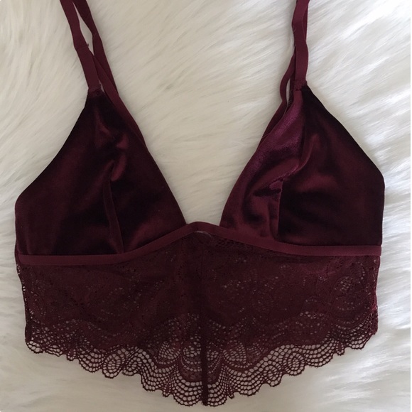 🆕LAST ONE Wine Velvet Longline Lace Bralette - Picture 6 of 7